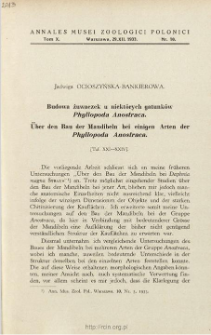 &Uuml;ber den Bau der Mandibeln bei einigen Arten der Phyllopoda Anostraca