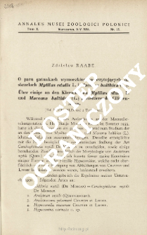 &Uuml;ber einige an den Kiemen von Mytilus edulis L. und Macoma balthica (L.) parasitierende Ciliaten-Arten