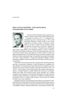 Prof. Witold Rosiński - nestor polskiej elektroniki sam o sobie