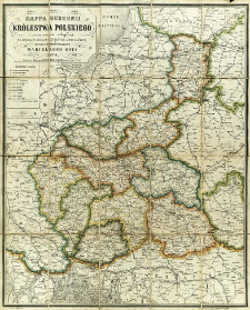 Mappa guberni Kr&oacute;lestwa Polskiego z oznaczeniem odległości na drogach żelaznych, bitych i zwyczajnych