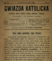 Gwiazda Katolicka : czasopismo religijno-naukowe, społeczne i beletrystyczne 1890-1891 N.1-11