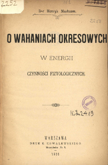 O wahaniach okresowych w energii czynności fizyologicznych