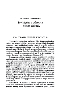 Styl życia a zdrowie - bilans dekady