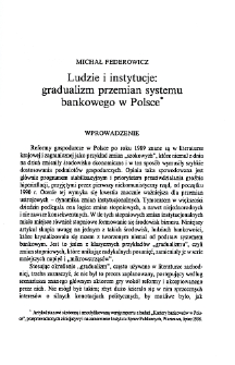 Ludzie i instytucje: gradualizm przemian systemu bankowego w Polsce