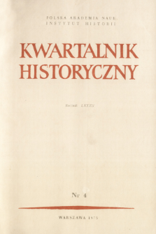Kwartalnik Historyczny. R. 82 nr 4 (1975), Title pages, Contents