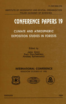 Climate and atmospheric deposition studies in forests : international conference, Nieborów October 6-9 1992