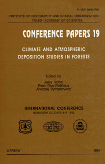 Climate and atmospheric deposition studies in forests : international conference, Niebor&oacute;w October 6-9 1992