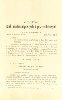 Sprawozdania z Posiedzeń Towarzystwa Naukowego Warszawskiego, Wydział III, Nauk Matematycznych i Przyrodniczych. Rok VII. No 9.