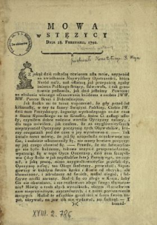 Mowa w Stęzycy Dnia 28. Februarii 1792