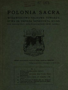 Polonia Sacra : wydawnictwo naukowe Towarzystwa im. Papieża Benedykta XV-go