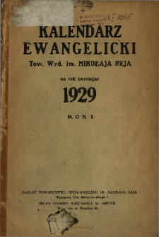 Kalendarz Ewangelicki Tow. Wyd. im. Mikołaja Reja : na rok zwyczajny 1929