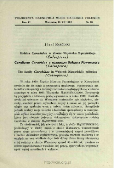 Rodzina Carabidae w zbiorze Wojciecha Mączyńskiego (Coleoptera) = Semejstvo Carabidae v kollekcii Vojceha Mončinskogo (Coleoptera)