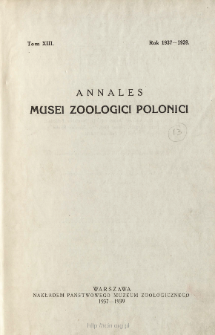 Annales Musei Zoologici Polonici ; t. 13 - Spis treści