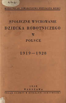 Społeczne wychowanie dziecka robotniczego w Polsce 1919-1928