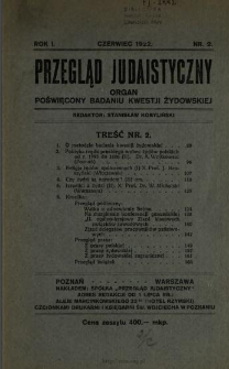 Przegląd Judaistyczny : organ poświęcony badaniu kwestii żydowskiej 1922 N.2-6