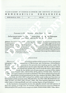Behavioural ecology of the obligatory slave-making ant, Polyergus rufescens Latr. (Hymenoptera, Formicidae) : a review