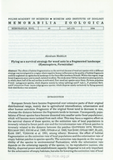 Flying as a survival strategy for wood ants in a fragmented landscape (Hymenoptera, Formicidae)