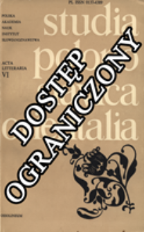 Studia Polono-Slavica Orientalia. Acta Litteraria. [T.] 6 (1980)