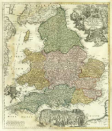 Magn&aelig; Britanniae Pars Meridionalis in qua Regnum Angli&aelig; Tam In Septem Antiqua Anglo-Saxonum Regna quam in omnes Hodiernas Regiones accurate divisum hic ostenditur