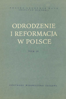 Odrodzenie i Reformacja w Polsce T. 4 (1959), Reviews