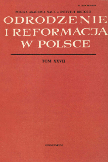 Odrodzenie i Reformacja w Polsce T. 27 (1982), Strony tytułowe, Spis treści