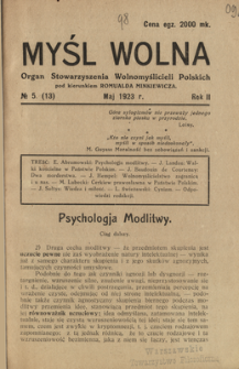 Myśl Wolna : organ Stow. Wolnomyślicieli Polskich, R. 2, Nr. 5
