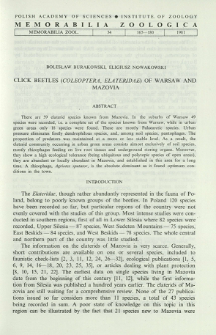 Click beetles (Coleoptera, Elateridae) of Warsaw and Mazovia