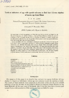 Teeth as indicators of age with special reference to Red deer (Cervus elaphus) of known age from Rhum