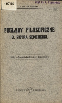 Poglądy filozoficzne o. Piotra Semenenki