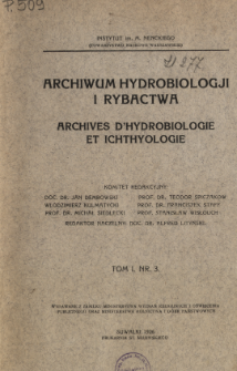 Archiwum Hydrobiologji i Rybactwa Tom 1 Nr 3