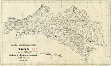 Karta hydrograficzna Galicyi w skali 1:1 250 000 z izohyetami wykreślonemi w odstępach co 100 mm. opadu za rok 1887