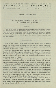 Calliphoridae Parasitica (Diptera) of Warsaw and Mazovia