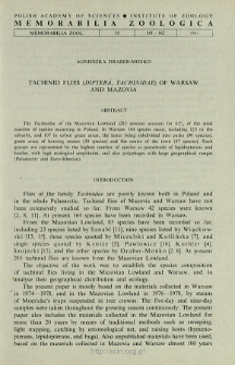 Tachinid flies (Diptera, Tachinidae) of Warsaw and Mazovia
