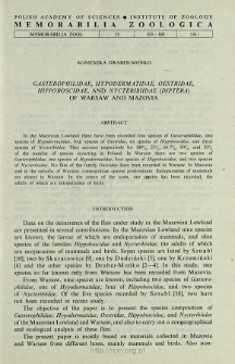 Gasterophilidae, Hypodermatidae, Oestridae, Hippoboscidae, and Nycteribiidae (Diptera) of Warsaw and Mazovia
