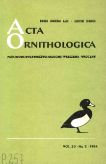 Acta Ornithologica ; vol. 20, no 2 - Spis treści