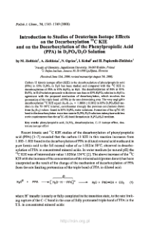 Introduction to studies of deuterium isotope effects on the decarboxylation ¹³C KIE and on the decarboxylation of the phenylpropiolic acid (PPA) in D3PO4/D2) solution