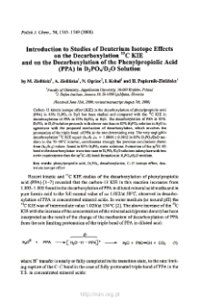 Introduction to studies of deuterium isotope effects on the decarboxylation &sup1;&sup3;C KIE and on the decarboxylation of the phenylpropiolic acid (PPA) in D3PO4/D2) solution