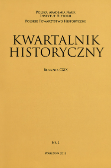 Kwartalnik Historyczny R. 119 nr 2 (2012), Strony tytułowe, Spis treści