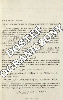 Uwagi o maksymalnej ilości bakterii w populacji