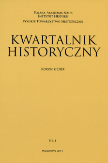Kwartalnik Historyczny R. 119 nr 4 (2012), Strony tytułowe, spis treści
