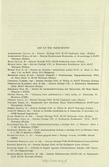 List of the Participants