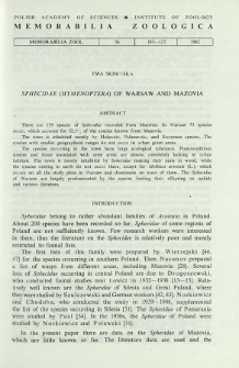 Sphecidae (Hymenoptera) of Warsaw and Mazovia