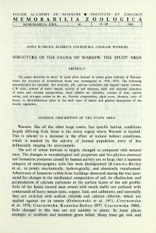 Structure of the fauna of Warsaw : the study area