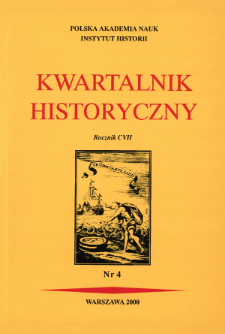 Kwartalnik Historyczny R. 107 nr 4 (2000), Strony tytułowe, Spis treści