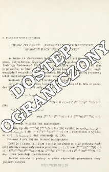 Uwagi do pracy "Zagadnienie numeryczne aproksymacji jednostajnej"