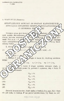 Sprowadzenie r&oacute;wnań do postaci kanonicznych r&oacute;wnania czwartego rzędu nomograficznego z czterema zmiennymi