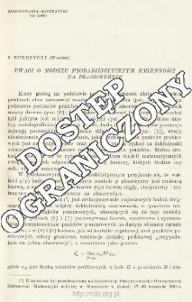 Uwagi o modelu probabilistycznym zmienności na płaszczyźnie