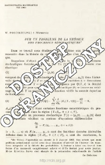 Sur un probleme de la theorie des processus stochastiques