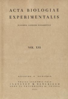 Acta Biologiae Experimentalis. Vol. 16, 1952