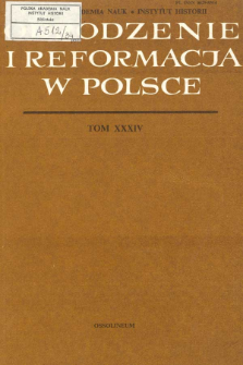 Odrodzenie i Reformacja w Polsce T. 34 (1989), Title pages, Contents